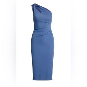 Ralph Lauren Jersey One-Shoulder Blue Cocktail Evening Spring Dress Sz 12 NWT